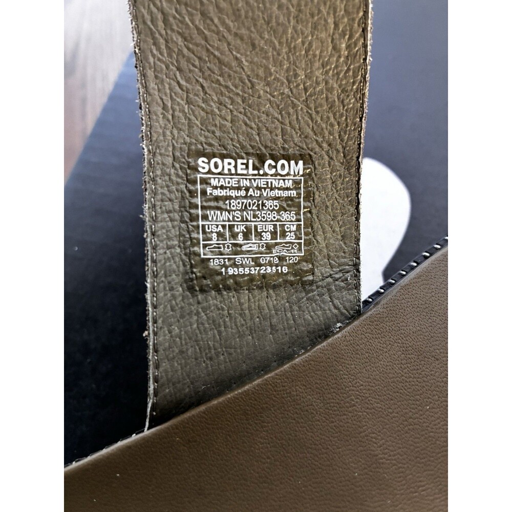 Sorel Roaming Double Strap Buckle Chunky Slide Leather Sandals Sage Women 8 NEW! - Picture 4 of 7